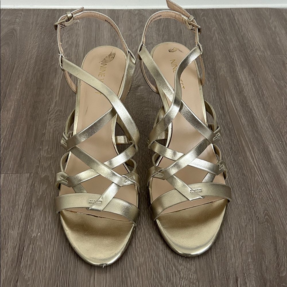 Nine West Metallic Strappy Heels - Picture 2 of 5